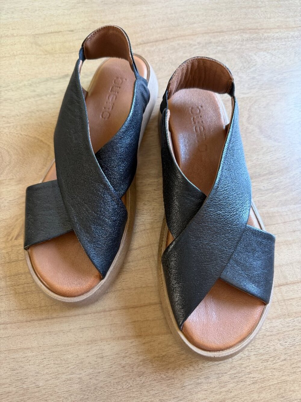 Bueno Jayden Black Leather Sandal Sling Back EU 40